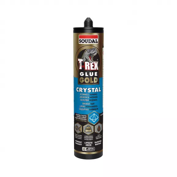 Лепило уплътнител хибрид-полимерно SOUDAL T-Rex Gold Crystal 290мл-прозрачен
